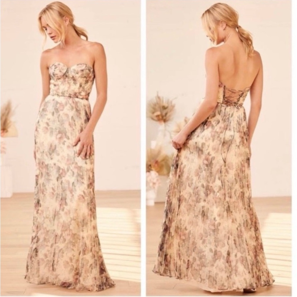 Lulu's Strapless Floral Maxi Dress